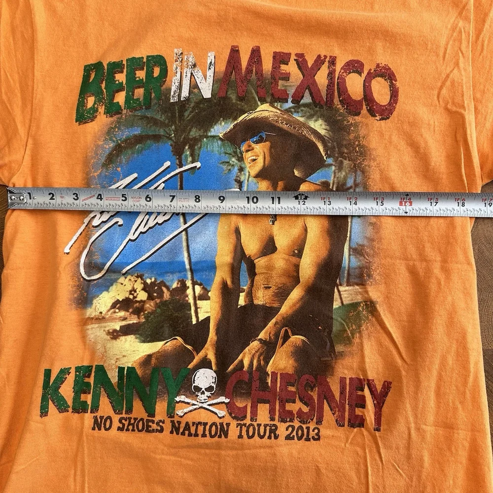 KENNY CHESNEY Beer In America No Shoes Nation 2013 Size Medium Orange T-Shirt - Picture 4 of 8